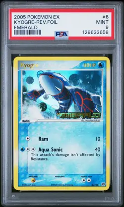 2005 POKEMON EX EMERALD #6 KYOGRE-REVERSE FOIL PSA 9 - Image 1