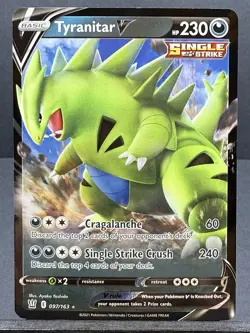 TYRANITAR V 097/163 ULTRA RARE HOLO BATTLE STYLES SWSH05 POKEMON NEAR MINT NM - Image 1