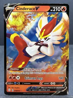 CINDERACE V 018/072 ULTRA RARE HOLO SHINING FATES POKEMON 2021 NEAR MINT NM - Image 1
