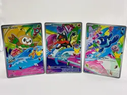 First Partner Pokemon 43 44 45 Rowlet Litten Popplio Illustration Collection Lot - Image 1