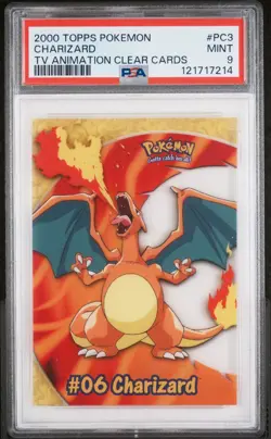 2000 Topps Pokemon Tv Animation Clear Cards #PC3 Charizard PSA 9 - Image 1