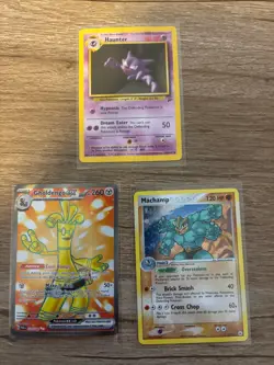 Pokemon Card Lot – Gholdengo ex Full Art, Machamp Holo 2004, Haunter Vintage NM - Image 1