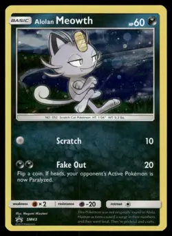 Alolan Meowth Holo SM43 SM Promos Pokemon Card - Image 1