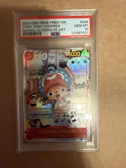 2024 ONE PIECE PRB01 EN TONY TONY CHOPPER MANGA ALTERNATE ART PSA 10 GEM MINT - Image 1