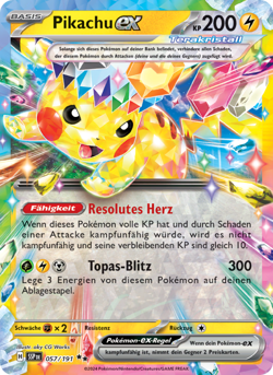 Pikachu-ex EX Deutsch Sturmische Funken 057 NM Pokemon TCG - Image 1