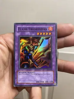 Yu-Gi-Oh! TCG Flame Swordsman LOB-003 Super Rare Original Print 2002 Foil Bleed - Image 1