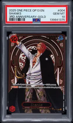 Bandai Shanks OP09-004 Carrying on His Will Super Rare Foil SP Gold Psa 10 - Image 1