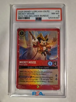 2025 DISNEY LORCANA EN P2-PROMO #18 MICKEY MOUSE PIRATE CAPTAIN PSA 8 FREE SHIP - Image 1