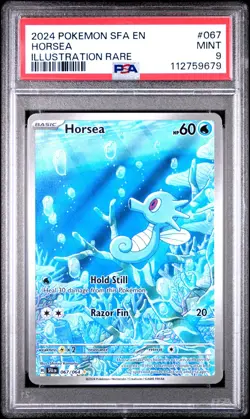 PSA 9 MINT Horsea 067/064 Shrouded Fable Illustration Rare Full Art Pokemon Card - Image 1