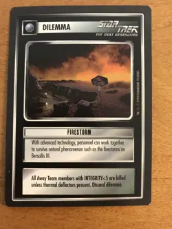 Star Trek CCG 1E Premiere Black Border Card Firestorm Dilemma NM - Image 1