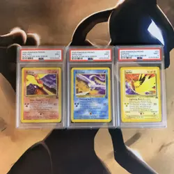 Moltres Articuno Zapdos PSA 9 Black Star Promo 21 Aoki Error Pokemon Card Mint - Image 1