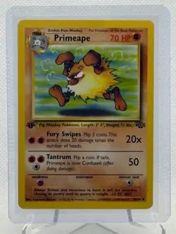 Pokemon TCG Primeape Jungle 1st Edition Uncommon Card 43/64 1999 Vintage MP/LP - Image 1