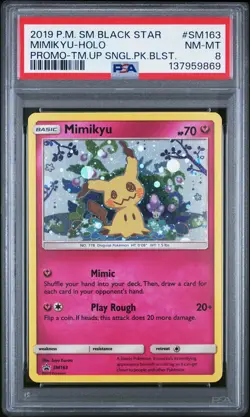 2019 Pokemon Sm Black Star Promo #SM163 Mimikyu-Holo Promo PSA 8 - Image 1
