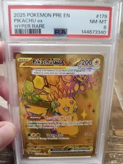 Pokemon Pikachu Ex 179/131 Sv: Prismatic Evolutions Hyper Rare Holo PSA 8 - Image 1