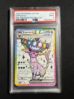 2025 POKEMON PRISMATIC EVOLUTIONS PREMIUM FIGURE COLLECTION ESPEON EX PSA 9 - Image 1
