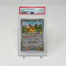 2025 POKEMON PRE EN-PRISMATIC EVOLUTIONS POKEMON DAY 2025 #074 EEVEE PSA 10 - Image 1
