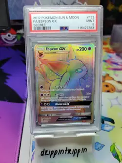 POKEMON SUN & MOON ESPEON GX #152 SECRET RARE HOLO FOIL PSA 9 MINT - Image 1