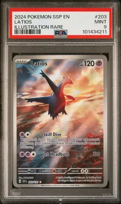 2024 POKEMON SSP EN-SURGING SPARKS ILLUSTRATION RARE #203 LATIOS PSA 9 - Image 1