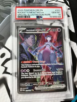 2025 Pokemon Team Rocket's Mewtwo ex Special Illustration Rare #231/182 PSA 10 - Image 3