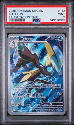 2025 POKEMON EN-MEGA EVOLUTION ILLUSTRATION RARE #142 INTELEON PSA 9 (FREE S&H) - Image 1