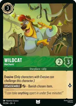 Disney Lorcana Wildcat - Mechanic Fabled Uncommon #91/204 NM - Image 1