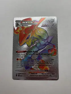 Silver Foil Rayquaza VMAX Rainbow Fan Art Display Vmax Card NM - Image 1