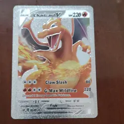 Pokemon Charizard V Full Art Foil Card 220 HP Dragon English Collectible - Image 1