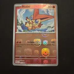 2025 Pokemon Black Bolt Victini Reverse Holo Master Ball Rare #012/086 - Image 1