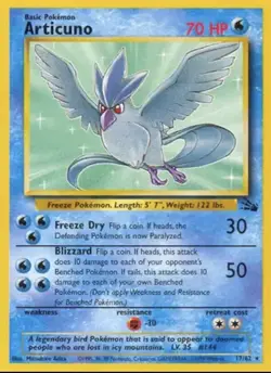Pokemon TCG Articuno 17/62 Non Holo/Regular Fossil Set WOTC Vintage LP - Image 1