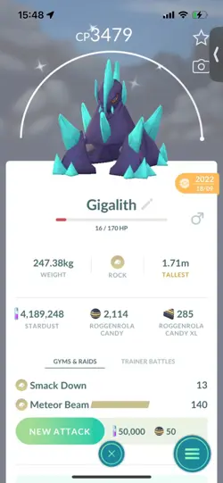 Pokemon Go Shiny Gigalith ( Max CP ) - Image 1