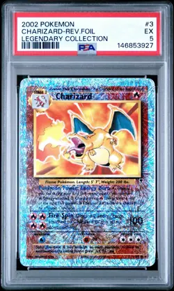 2002 POKEMON LEGENDARY COLL. #3 CHARIZARD REVERSE HOLO FOIL PSA 5 - Image 5