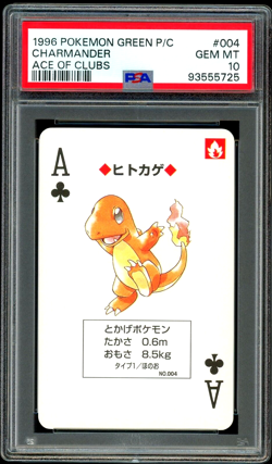 Pokemon CHARMANDER Green Back JAPANESE Ace of Clubs POKER Card - PSA 10 GEM MINT - Image 1