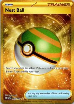 Pokemon TCG Nest Ball Scarlet & Violet Gold Rare, Base Set, 255/198 NM (SKU 1-4) - Image 1