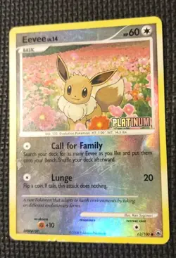 Pokemon Eevee Platinum Reverse Holo 62/100 Stamped Burger King Promo - Image 2
