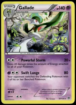 Gallade 61/135 Holo Rare Plasma Storm Pokemon Holo MP - Image 1