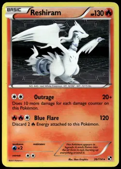 Reshiram 26/114 Holo Rare Black & White Pokemon Holo LP - Image 1