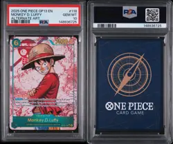 2025 ONE PIECE OP13 EN MONKEY D LUFFY ALTERNATE ART PSA 10 - Image 1