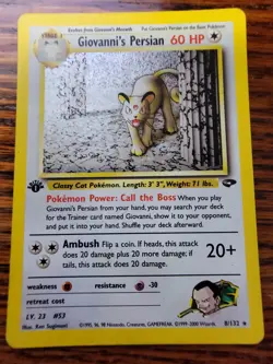 MP 2000 Pokemon Gym Challenge 1st Edition Giovanni's Persian Holo #8/132 - Image 1