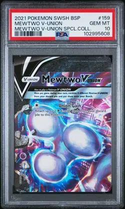 2021 Pokemon SWSH Mewtwo V-Union #159 Blackstar Promo PSA 10 - Image 1