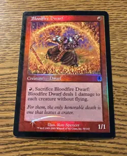 MTG Bloodfire Dwarf Apocalypse FOIL Magic The Gathering - Image 1