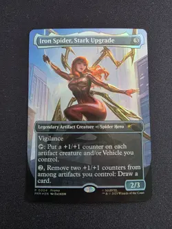 Iron Spider Stark Upgrade Borderless Foil MTG Marvel Spider-Man NM - Image 1