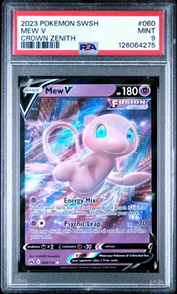 2023 POKEMON SWORD & SHIELD CROWN ZENITH #060 MEW V PSA 9 - Image 1