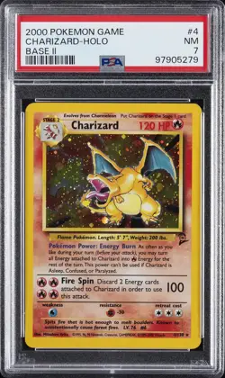 2000 POKEMON GAME BASE II #4 CHARIZARD-HOLO PSA 7 - Image 1