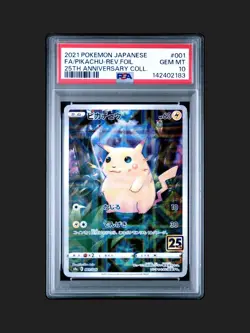 2021 POKEMON JPN 25TH ANV COLL #001 FULL ART/PIKACHU-REVERSE FOIL PSA 10 - Image 1