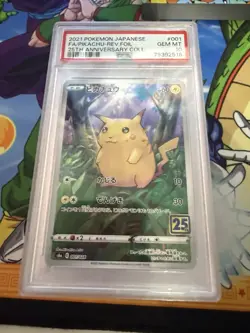 2021 POKEMON JAPANESE 25TH ANNIVERSARY COLL #001 PIKACHU REV.FOIL PSA 10 (377 - Image 1