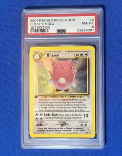 Blissey 02/64 Neo Revelation Holo SWIRL 1ST EDITION POKEMON 2001 PSA 8 - Image 1