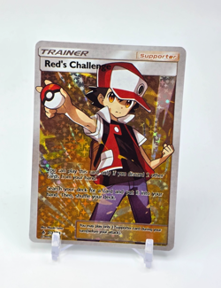 Custom SPARKLING HOLO Red's Challenge Trainer Card READ DESCRIPTION BELOW - Image 1