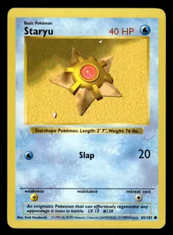 Pokemon TCG Base Set (Shadowless) #065/102 Staryu NM - Image 1