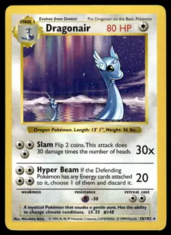 Pokemon TCG Base Set (Shadowless) #18/102 Dragonair LP - Image 1