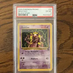 Pokemon TCG Mewtwo 14/53 Black Star Promo WOTC, PSA 6 - Image 1